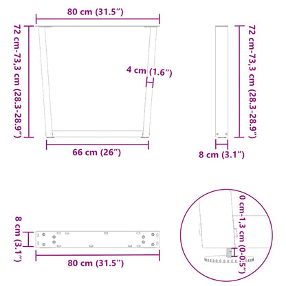Esstisch Beine V-Form 3 Stück Weiß 80x(72-73,3) cm Stahl
