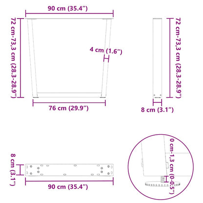 Esstisch Beine V-Form 3 Stück Anthrazit 90x(72-73,3) cm Stahl