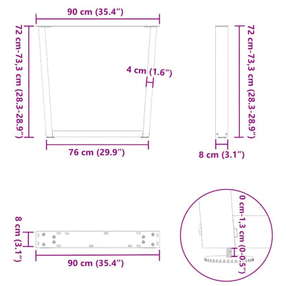 Esstisch Beine V-Form 3 Stück Naturstahl 90x(72-73,3) cm Stahl