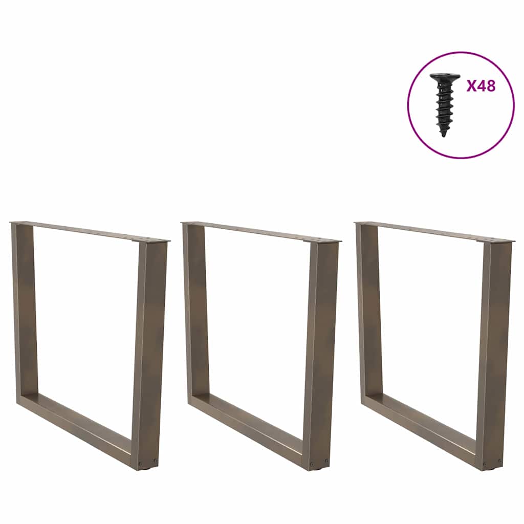 Esstischbeine V-Form 3 Stück Naturstahl 100x(72-73,3) cm Stahl