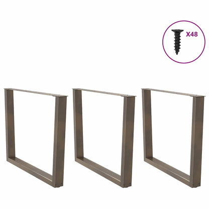 Esstischbeine V-Form 3 Stück Naturstahl 100x(72-73,3) cm Stahl