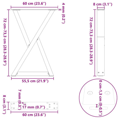 Esstisch Beine 2 Stk. Anthrazit 60x(72-73,3) cm Stahl