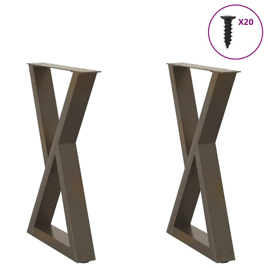 Esstisch Beine 2 Stück Naturstahl 60x(72-73,3) cm Stahl