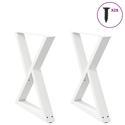 Esstisch Beine 2 Stück Weiß 70x(72-73,3) cm Stahl