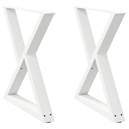 Esstisch Beine 2 Stück Weiß 80x(72-73,3) cm Stahl