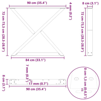 Esstisch Beine 2 Stück Schwarz 90x(72-73,3) cm Stahl