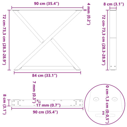 Esstischbeine 2 Stück Weiß 90x(72-73,3) cm Stahl