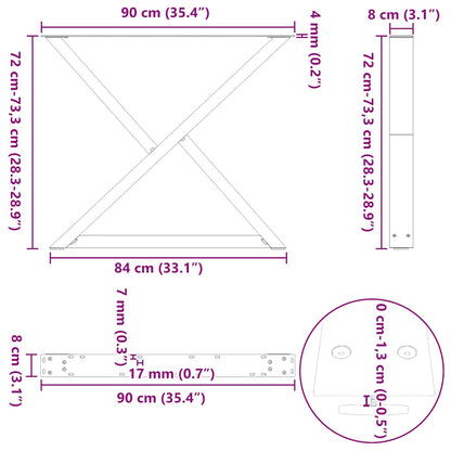 Esstisch Beine 2 Stück Anthrazit 90x(72-73,3) cm Stahl