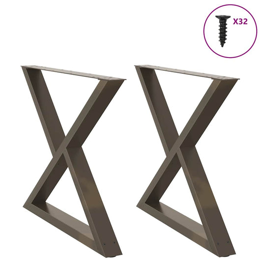 Esstisch Beine 2 Stück Naturstahl 90x(72-73,3) cm Stahl