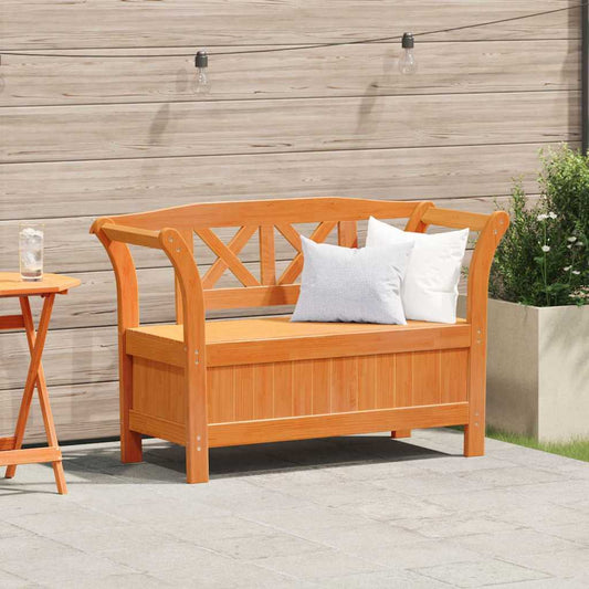 Gartenaufbewahrungsbank Braun 119 x 76 x 44cm Massivholz Kiefer