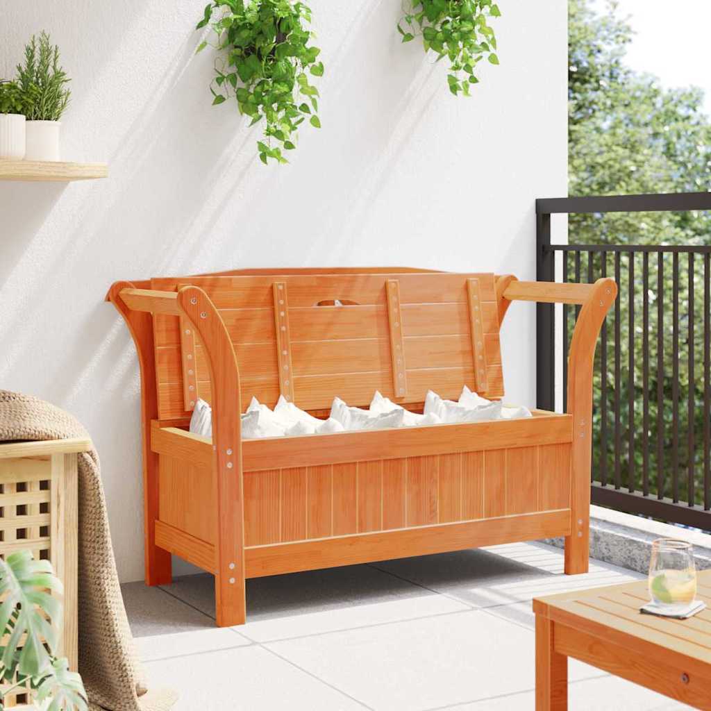 Gartenaufbewahrungsbank Braun 119 x 76 x 44cm Massivholz Kiefer