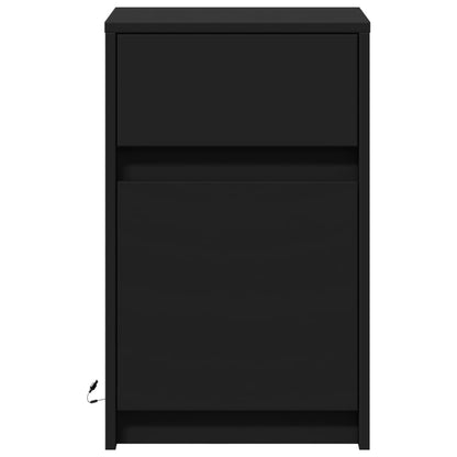 Nachttische mit LED-Leuchten 2 Stk. Schwarz Holzwerkstoff