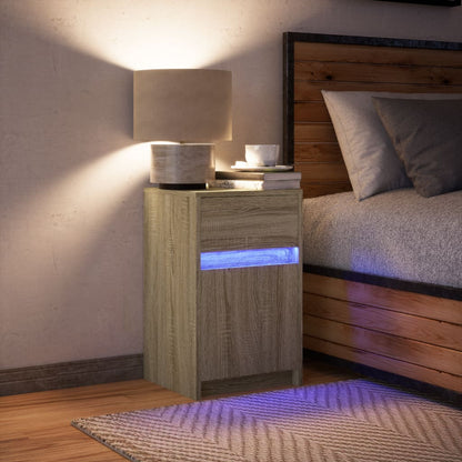 Nachttisch mit LED-Leuchten Sonoma Eiche Holzwerkstoff