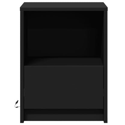 Nachttische mit LED-Leuchten 2 Stk. Schwarz Holzwerkstoff