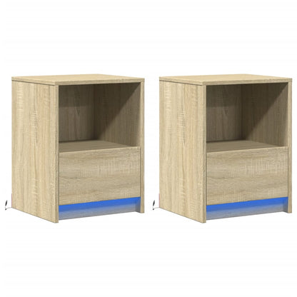 Nachttische mit LED-Leuchten 2 Stk. Sonoma Eiche Holzwerkstoff
