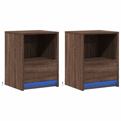 Nachttische mit LED-Leuchten 2 Stk. Braun Eiche Holzwerkstoff