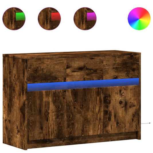 TV-Schrank mit LED-Beleuchtung Räuchereiche 91x34x61 cm