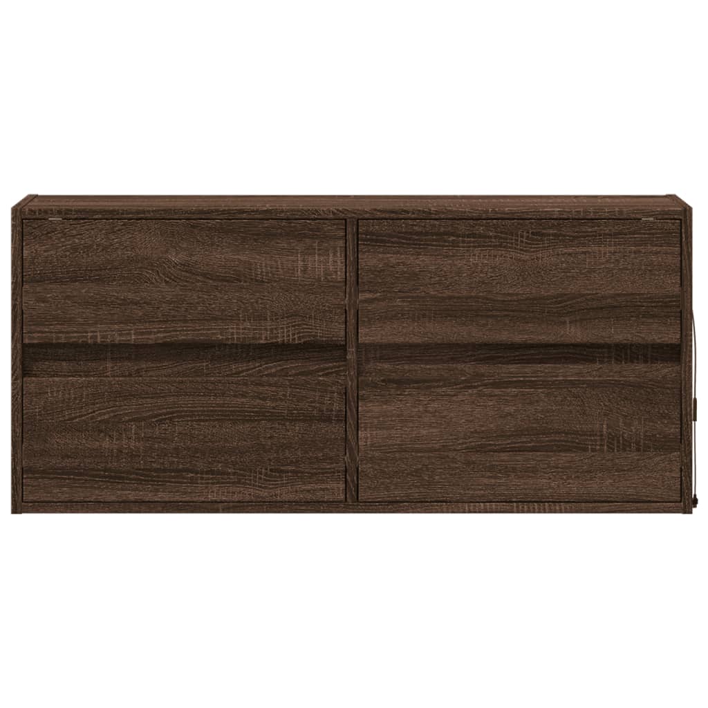 TV vægskab LED belysning brun eg look 100x31x45 cm