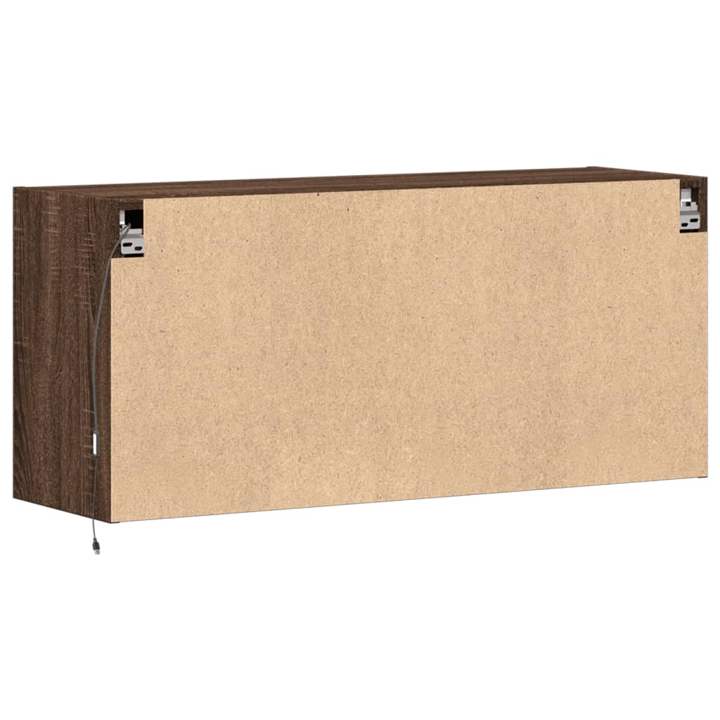 TV vægskab LED belysning brun eg look 100x31x45 cm