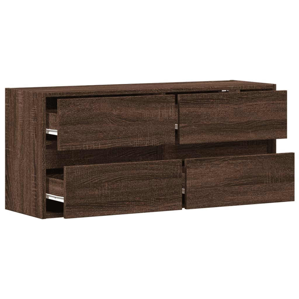 TV vægskab LED belysning brun eg look 100x31x45 cm
