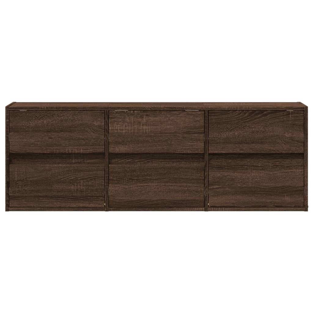 TV vægskab LED belysning brun eg look 130x31x45 cm