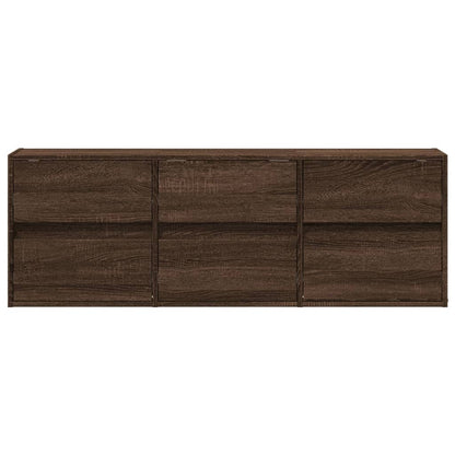 TV vægskab LED belysning brun eg look 130x31x45 cm