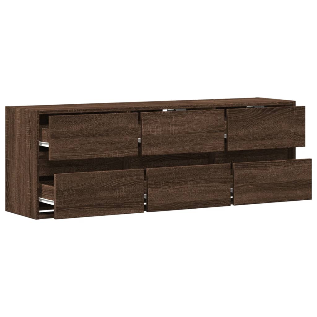 TV vægskab LED belysning brun eg look 130x31x45 cm