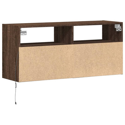 TV vægskab LED belysning brun eg look 100x31x45 cm