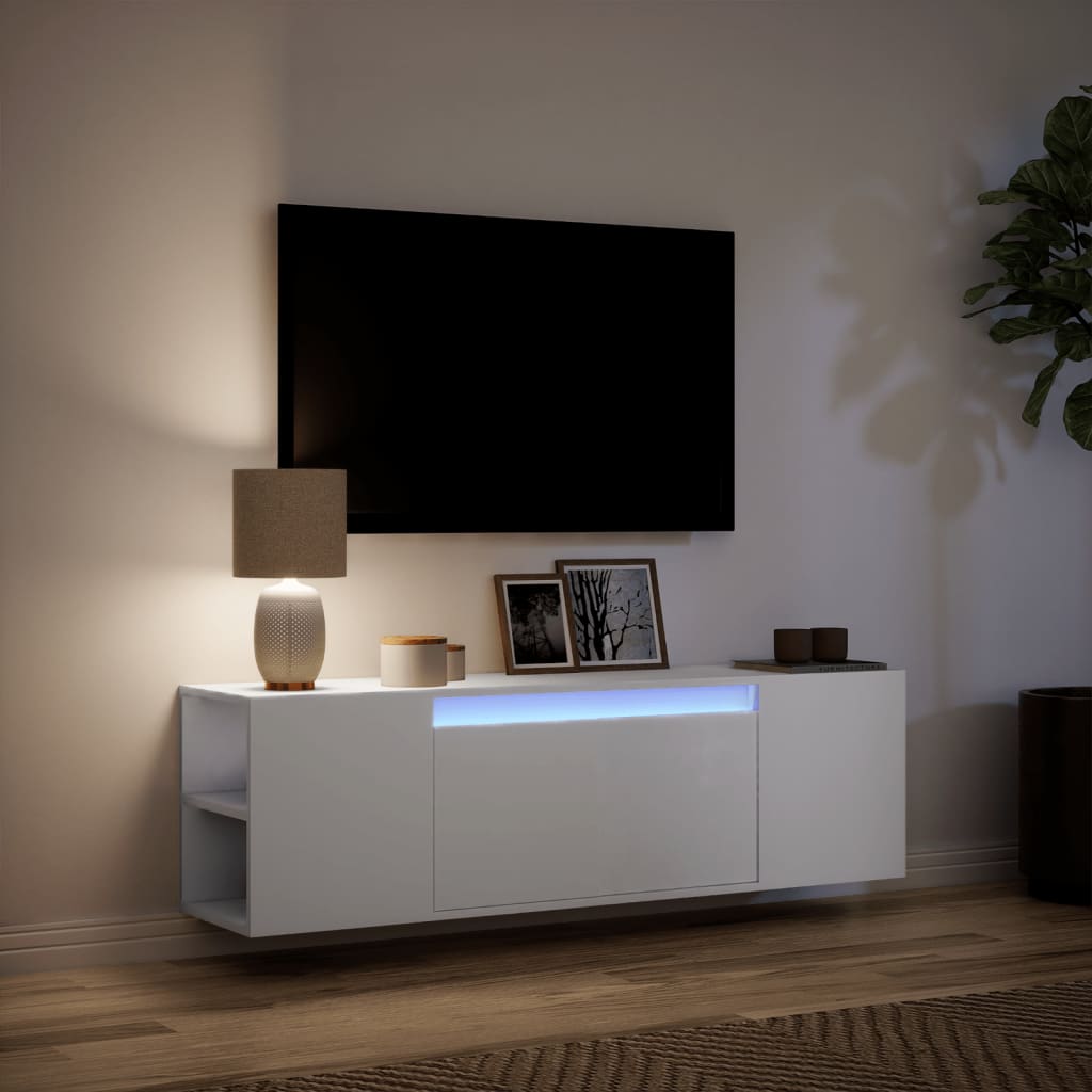 TV-Wandschrank mit LED-Beleuchtung Weiß 135x31x39,5 cm