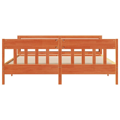 Massivholzbett ohne Matratze Wachsbraun 200x200 Kiefernholz