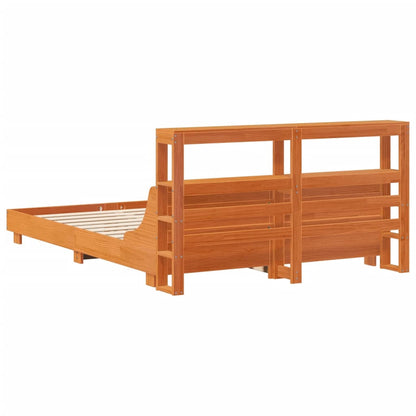 Massivholzbett ohne Matratze Wachsbraun 140x190 cm Kiefernholz