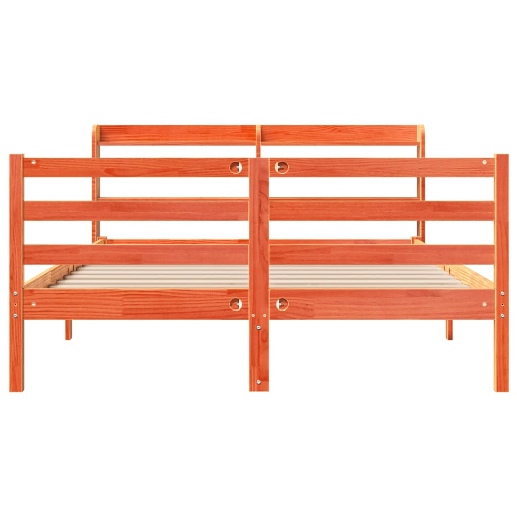 Massivholzbett ohne Matratze Wachsbraun 150x200 cm Kiefernholz