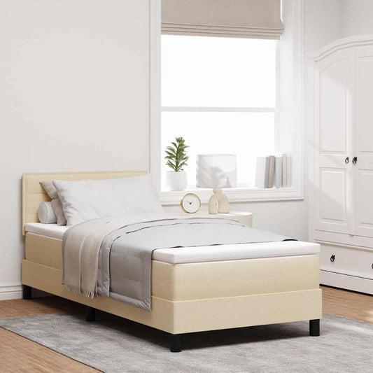 Boxspringbett mit Matratze mit Matratze Creme 80 x 200 cm Stoff