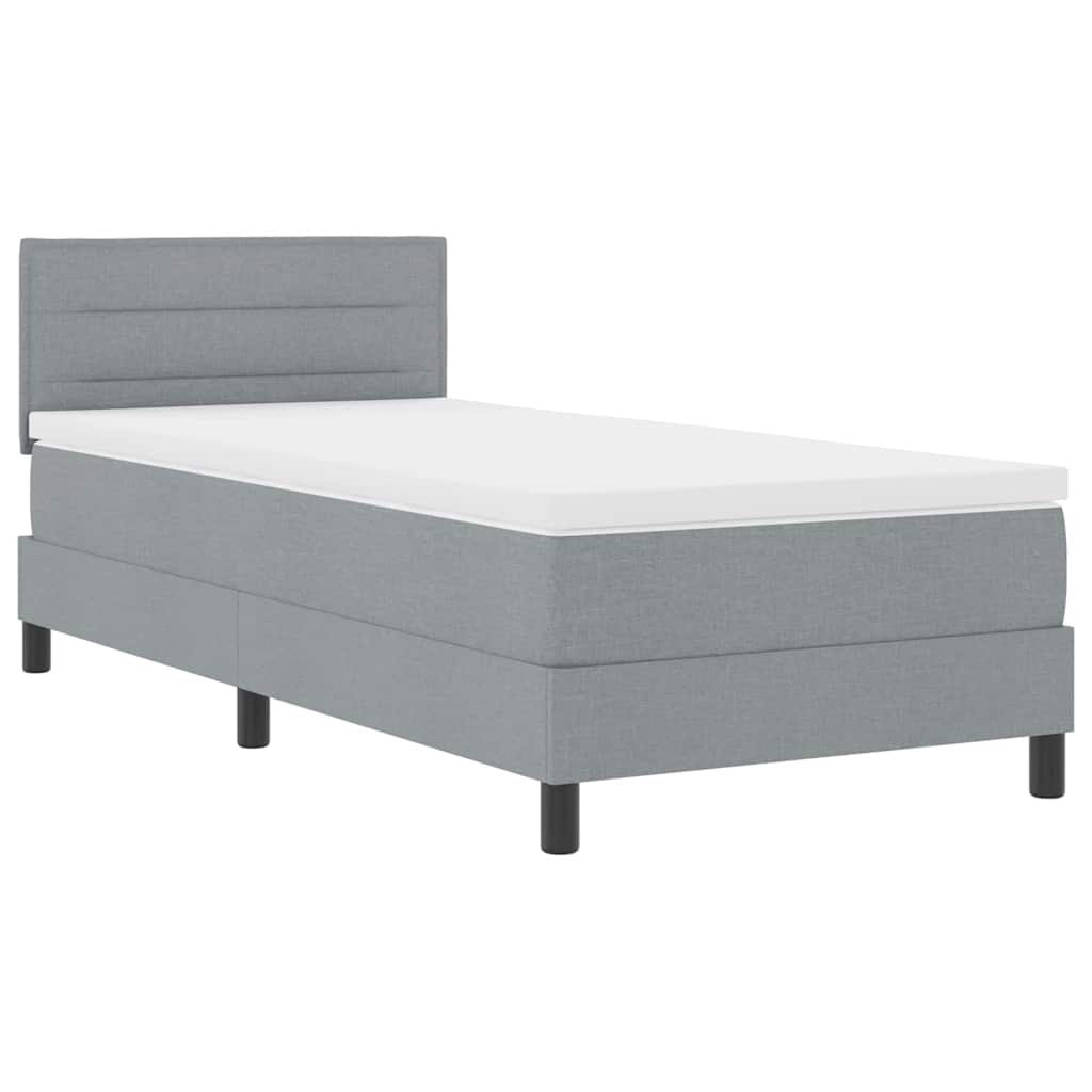 Boxspringbett mit Matratze Hellgrau 90 x 190 cm Stoff