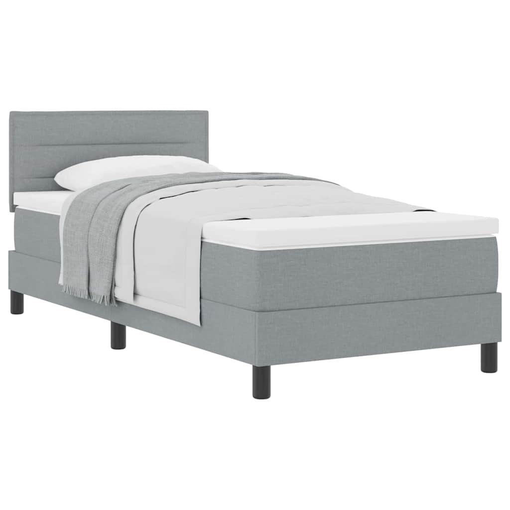 Boxspringbett mit Matratze Hellgrau 90 x 190 cm Stoff