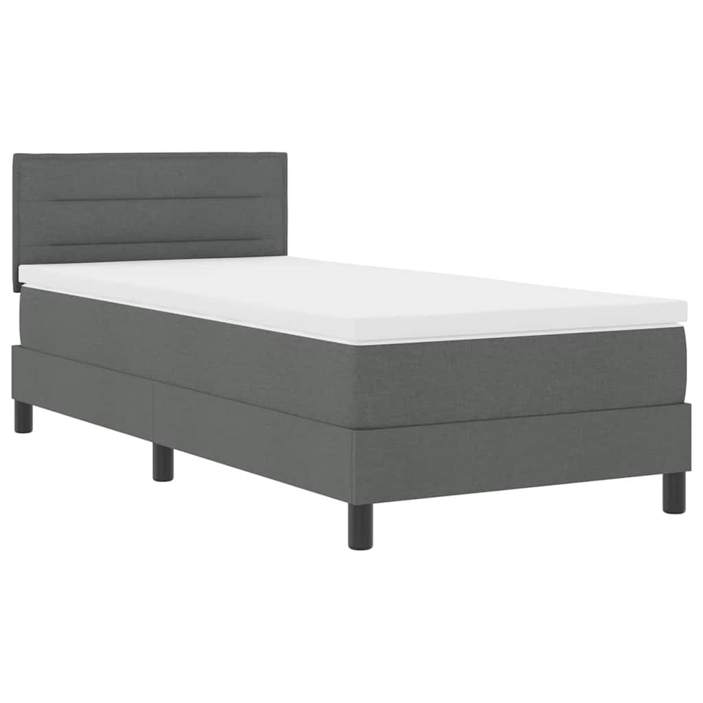 Boxspringbett mit Matratze Dunkelgrau 90 x 200 cm Stoff