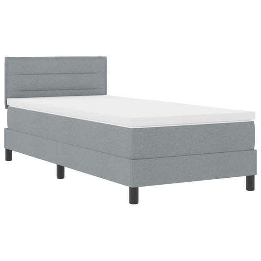 Boxspringbett mit Matratze Hellgrau 100 x 200 cm Stoff