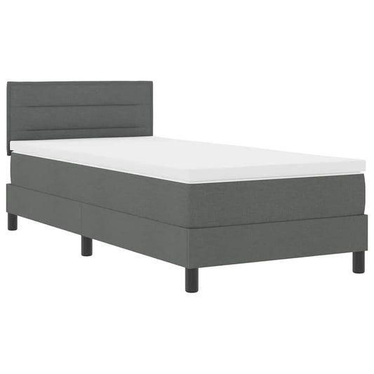 Boxspringbett mit Matratze Dunkelgrau 100 x 200 cm Stoff