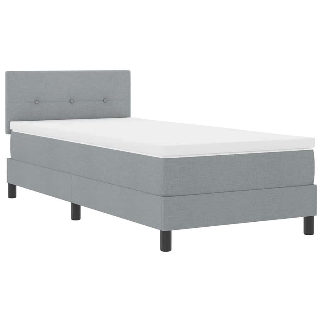 Boxspringbett mit Matratze Hellgrau 90 x 190 cm Stoff