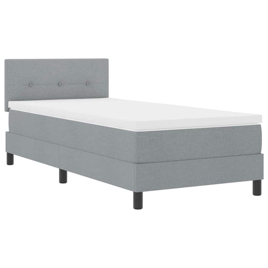 Boxspringbett mit Matratze Hellgrau 100 x 200 cm Stoff