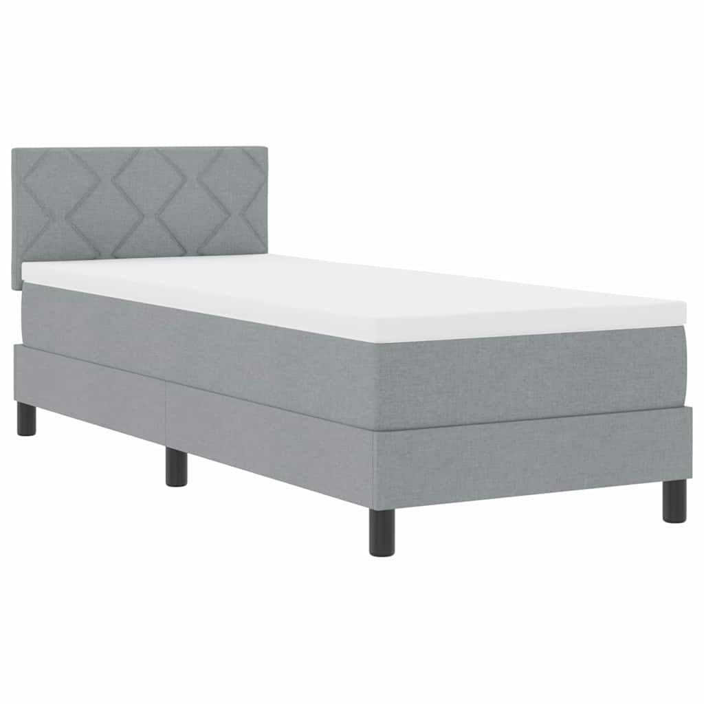 Boxspringbett mit Matratze Hellgrau 80 x 200 cm Stoff