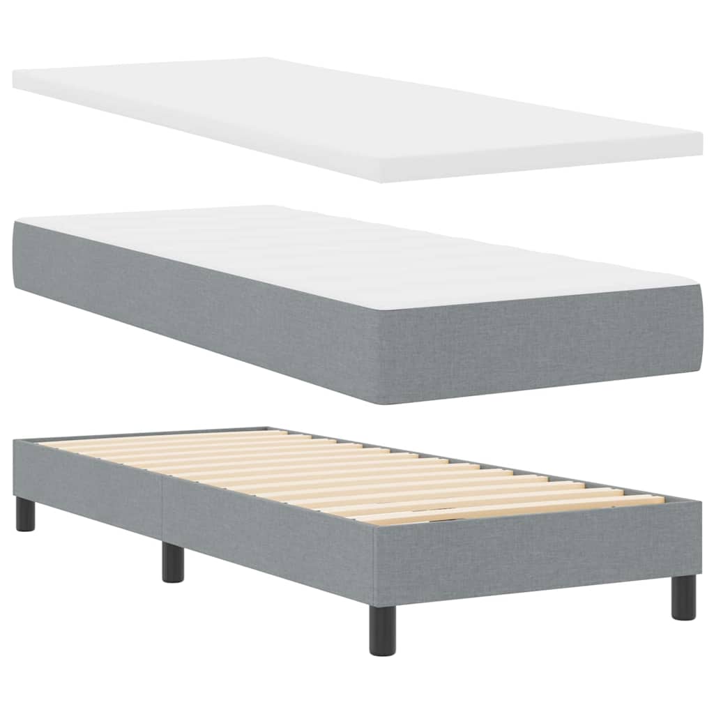 Boxspringbett mit Matratze Hellgrau 80 x 200 cm Stoff