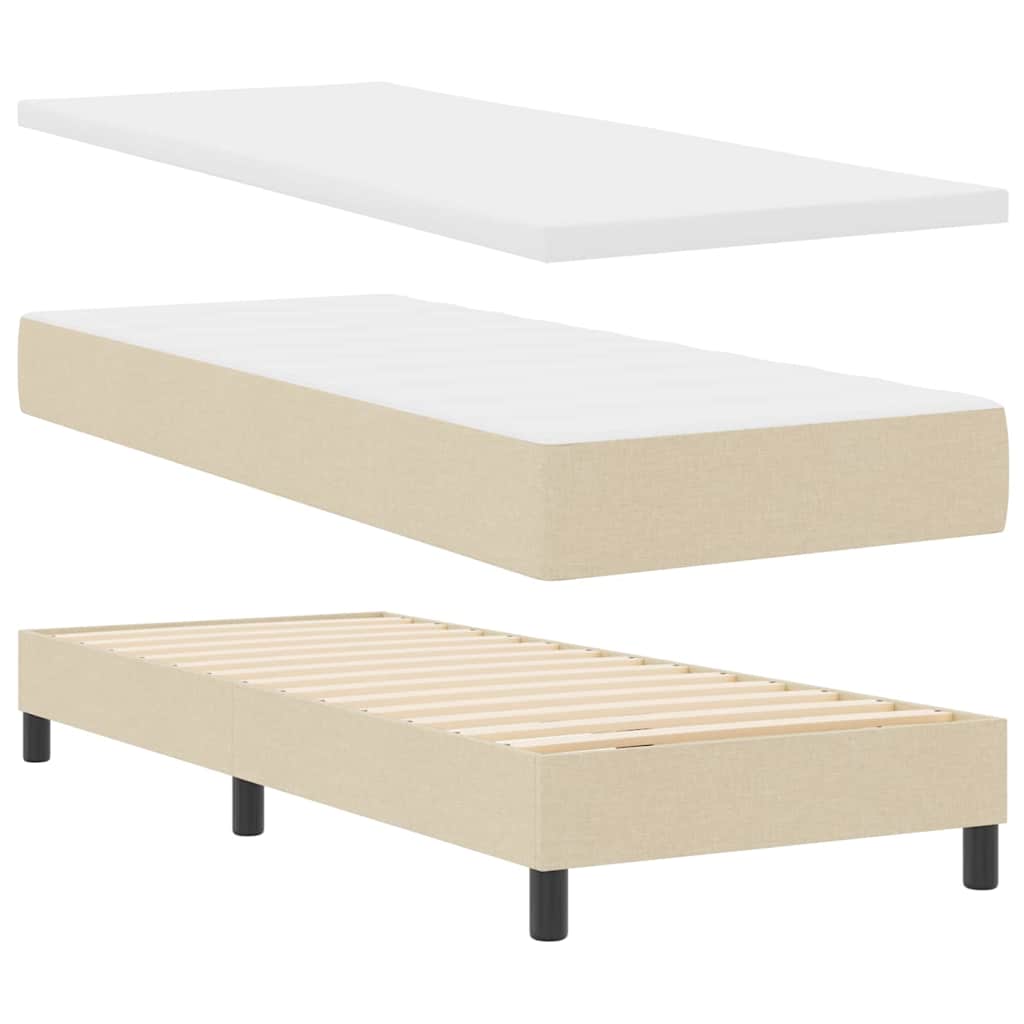 Boxspringbett mit Matratze mit Matratze Creme 80 x 200 cm Stoff