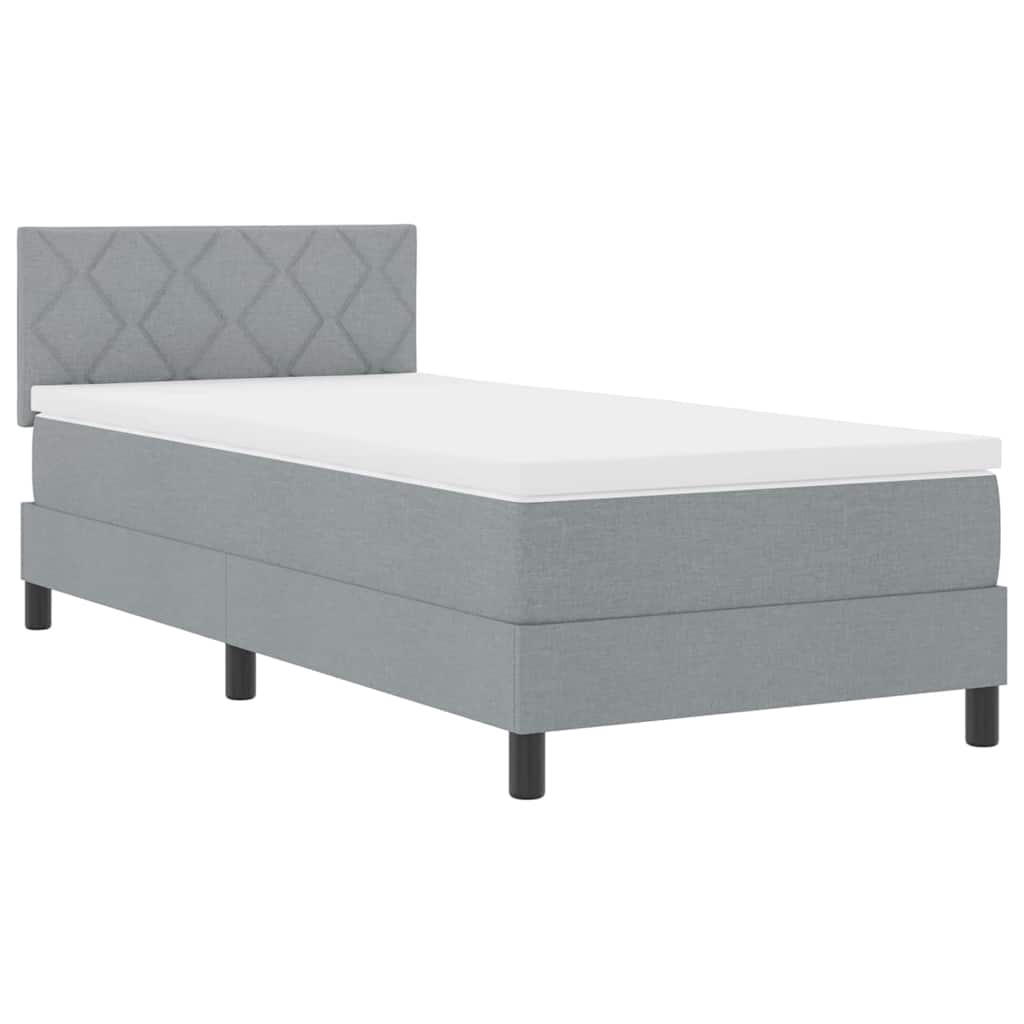 Boxspringbett mit Matratze Hellgrau 90 x 190 cm Stoff