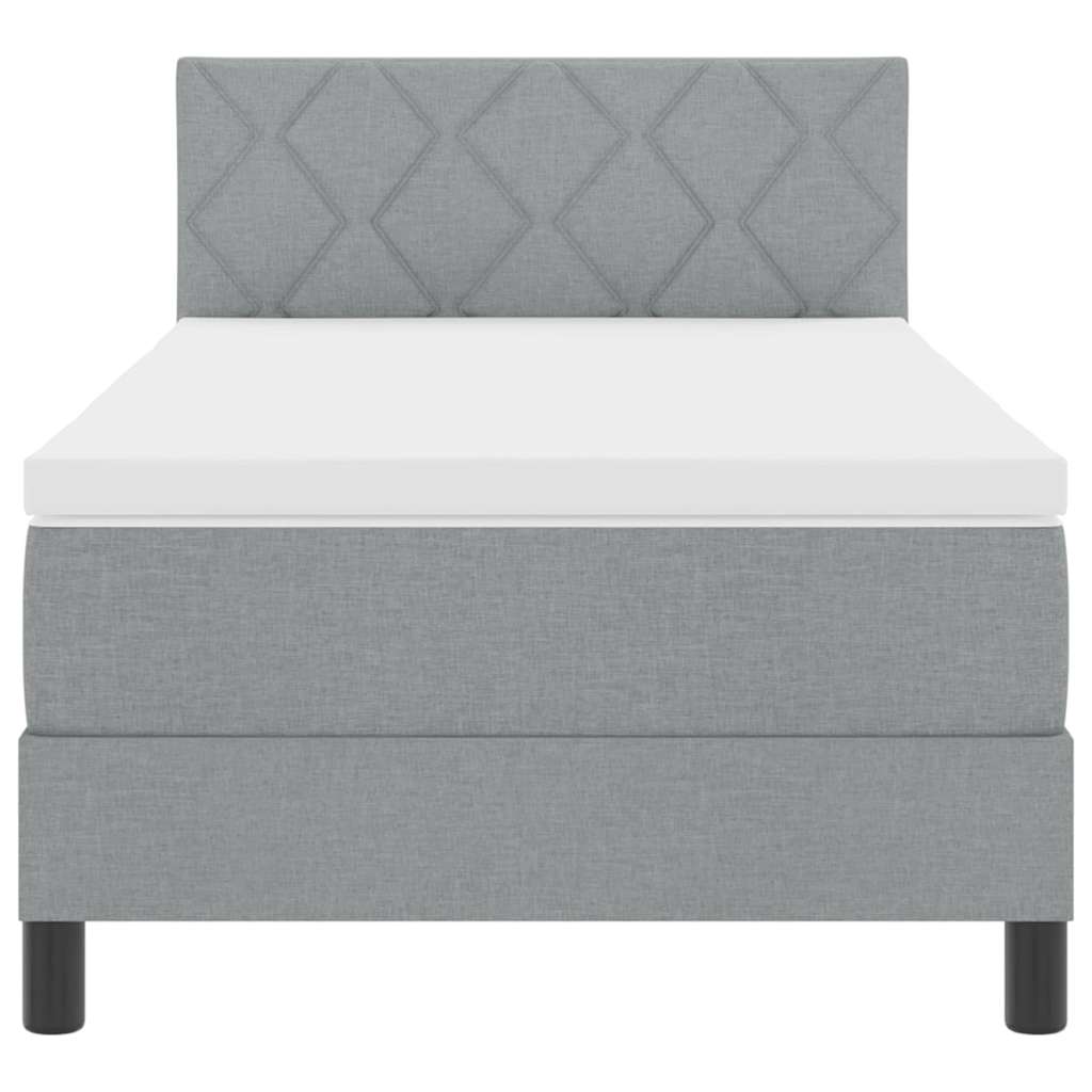 Boxspringbett mit Matratze Hellgrau 90 x 190 cm Stoff