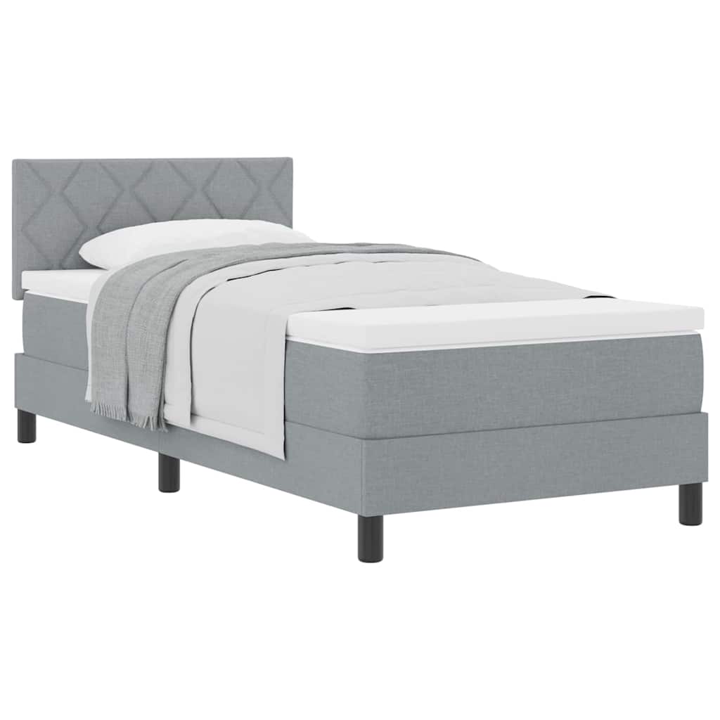 Boxspringbett mit Matratze Hellgrau 90 x 190 cm Stoff