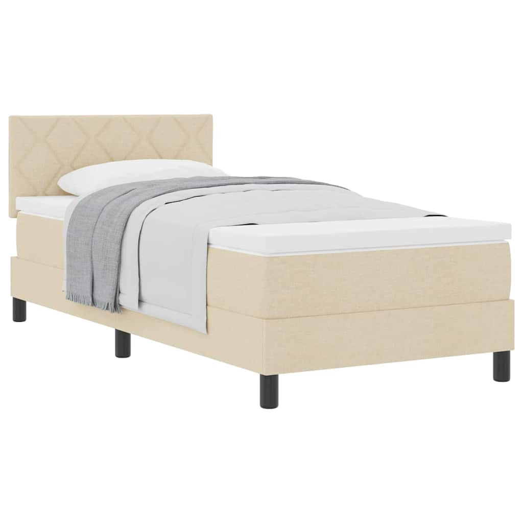 Boxspringbett mit Matratze mit Matratze Creme 90 x 190 cm Stoff