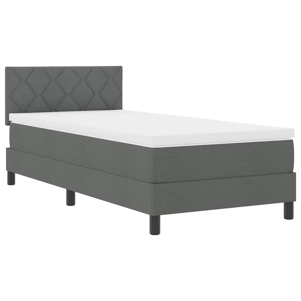 Boxspringbett mit Matratze Dunkelgrau 90 x 200 cm Stoff