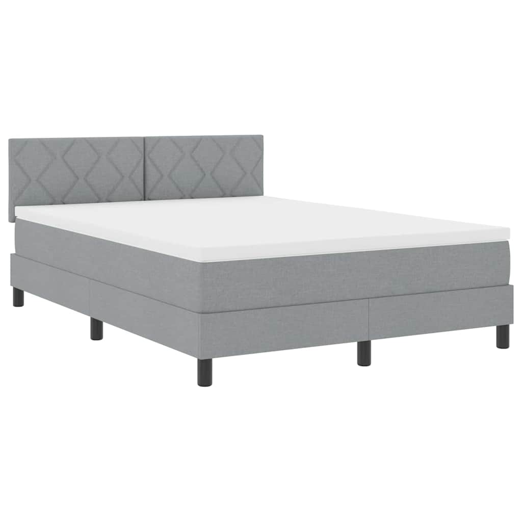 Boxspringbett mit Matratze Hellgrau 140 x 190 cm Stoff
