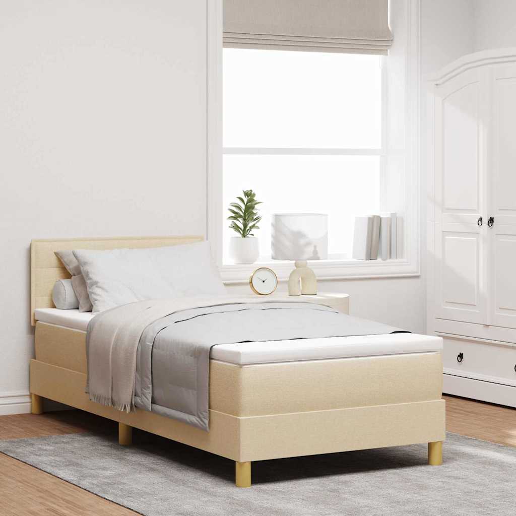 Boxspringbett mit Matratze mit Kopfteil Creme 80 x 200 cm Stoff